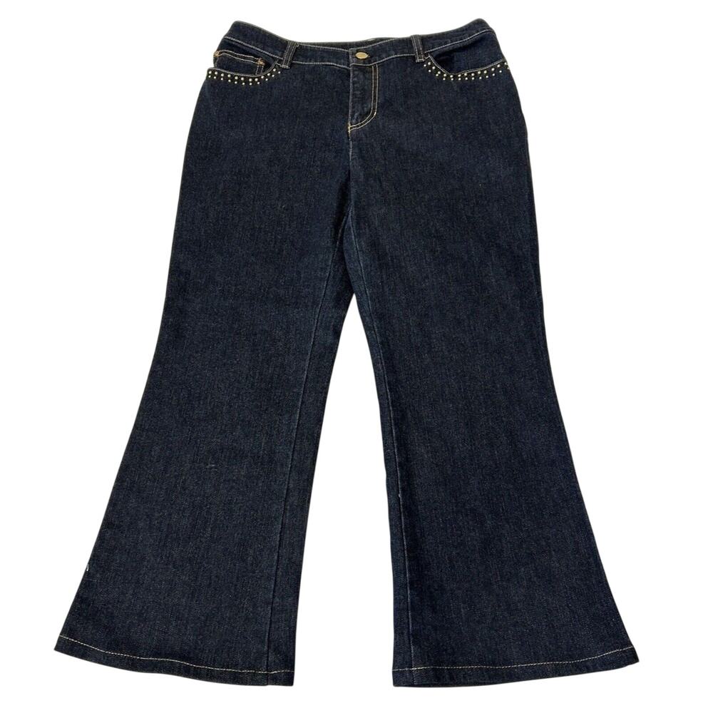 Jones New York Women's Signature Jeans Size 8P Blue Stretch Embellishments